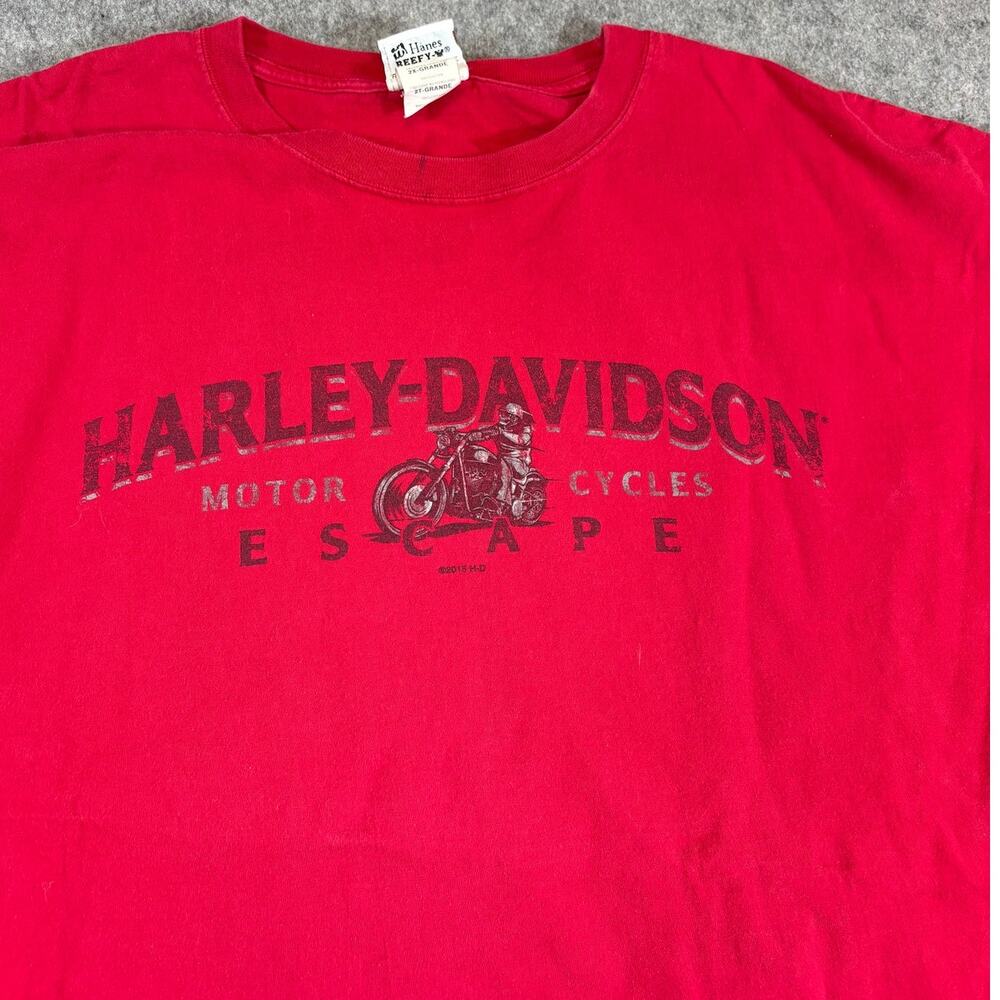 Harley Davidson Shirt Mens Red Lake Geneva Wisconsin Motorcycle Biker Tee 2XL - Picture 5 of 8